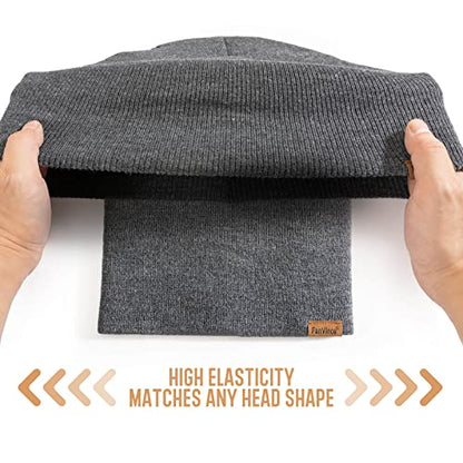 Beanie for Men Winter Thermal Cuffed Knit Hat Warm Gifts Womens Beanies - color: Dark Gray