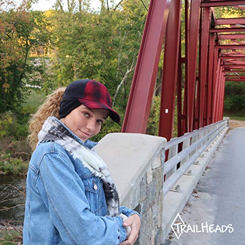 TrailHeads Women's Ponytail Trucker Hat, Running, Hiking & Outdoor Sports - color: Red Plaid