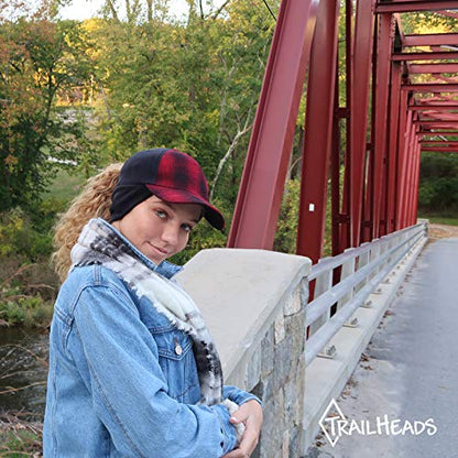 TrailHeads Women's Ponytail Trucker Hat, Running, Hiking & Outdoor Sports - color: Red Plaid
