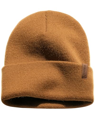 FURTALK Beanie for Men Women Cuffed Thick Knitted Winter Hat Skull Cap - color: Brown