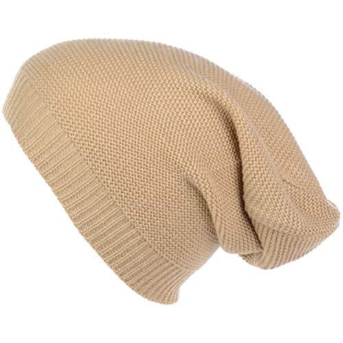 an Unisex Striped Knit Slouchy Beanie Hat Lightweight Soft Fashion Cap - color: 5104-dkbeige