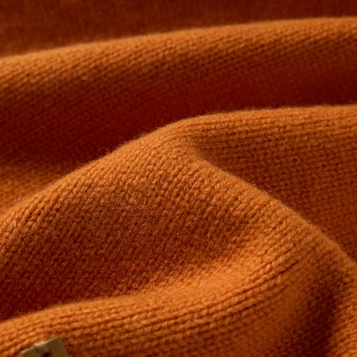 100% Merino Wool Slouchy Beanie Hat, Women Warm Winter Caps Soft, Ladies Breathable & Cozy Stretchy Knitted Skull Cap - color: Orange