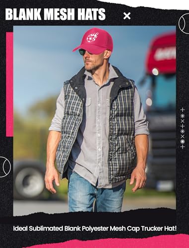 Tarpop 10 Pcs Sublimation Blank Trucker Hats Bulk - color: Hot Pink