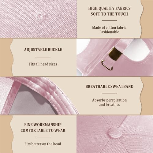 Adjustable Cotton Baseball Cap for Men Women - color: Pink