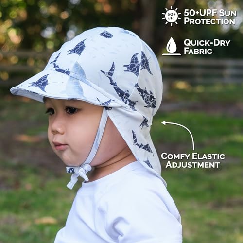 JAN & JUL Baby Sun-Hat with Neck Flap for Swimming - color: Whale Play, size: 0-3 Months