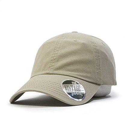 Classic Blank Dad Hat Cotton Adjustable Strap Baseball Cap - color: Khaki