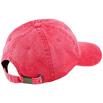 Trendy Apparel Shop Grandpa Embroidered Pigment Dyed Low Profile Cotton Cap - color: Red