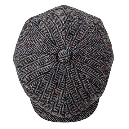BOTVELA Men's 8 Panel Wool Blend Newsboy Flat Cap - color: Flecked Grey, size: 7 5/8