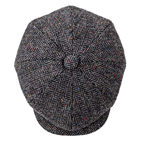 BOTVELA Men's 8 Panel Wool Blend Newsboy Flat Cap - color: Flecked Grey, size: 7 3/8