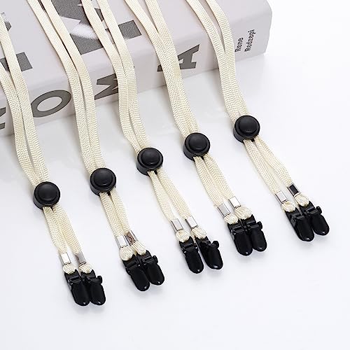 Sucrain 5 Pieces Adjustable Hat Strap Clips Hat Chin Cord for Golfing, Fishing, Boating - color: Beige