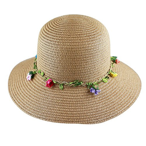 The Hat Depot Womens Floppy Summer Sun Beach Wide Brim Straw Hat - color: Fh11