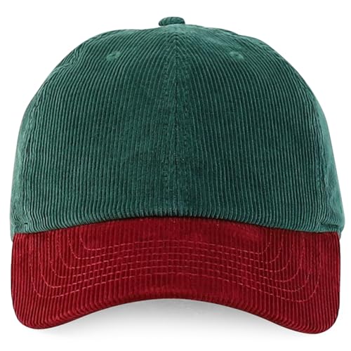 Trendy Apparel Shop Cotton Corduroy Unstructured Baseball Cap Dad Hat - color: Dark Green Burgundy