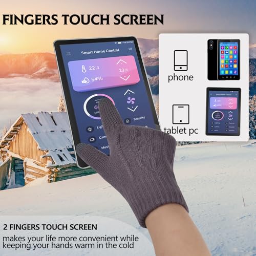 Women Knit Beanie with Pompom, Fleece Lined Neck Warmer & Touchscreen Gloves Set - Winter Thermal Accessories Christmas Gift - color: Purple