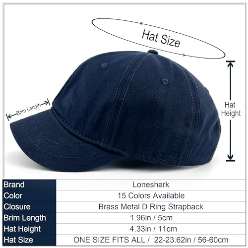 Loneshark Short Brim Baseball Cap for Running Small Bill Umpire Hat - color: Navy