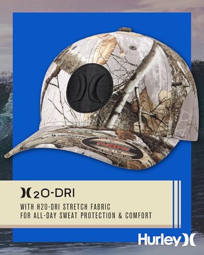 Hurley Men's Caps - One & Only Flexfit Baseball Cap - Fitted Hats for Men (S-XL) - color: Reeltree Camo, size: Small-Medium