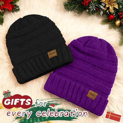 ZOORON Womens Winter Hat Slouchy Beanies for Women Cable Knit Beanie Hats - color: 1pack- Purple