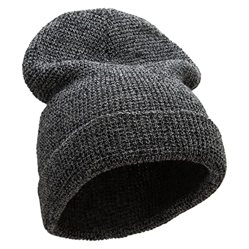 Waffle Knit Cuff Beanie - color: Black Marled