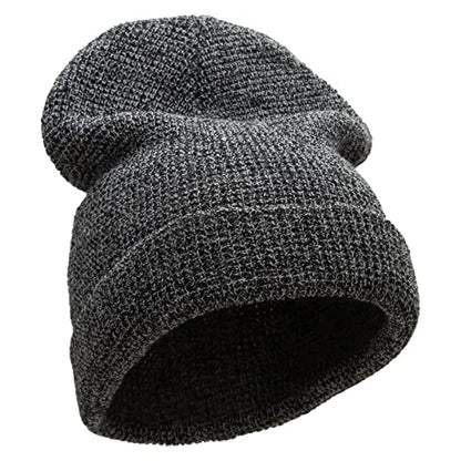 Waffle Knit Cuff Beanie - color: Black Marled