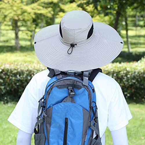 HUAMULAN Men Women 6" Wide Brim Sun Protection Hat Summer Fishing Hats - color: Hn002-qianhui