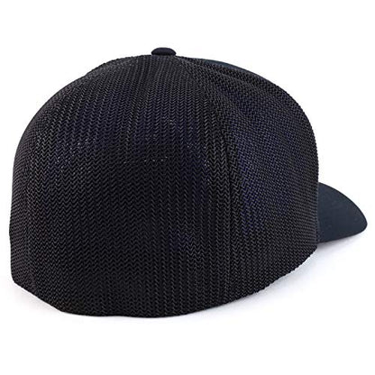 Armycrew XXL Oversize USA American Flag Embroidered Flex Fitted Mesh Back Baseball Cap - color: Black