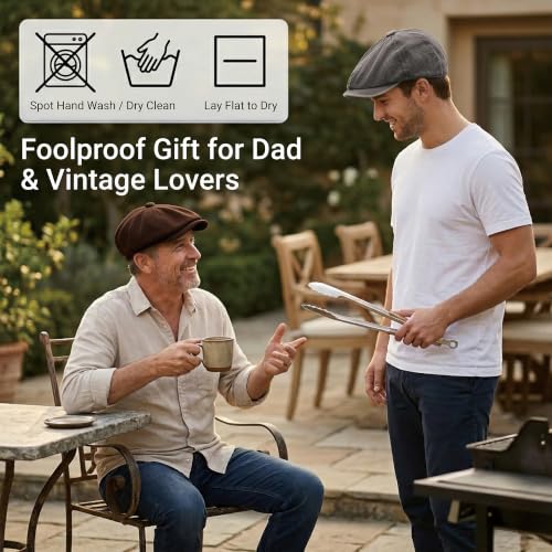 ZLYC Newsboy Cap for Men Summer Flat Cap Lightweight Beret Hat - color: Plain Coffee