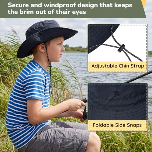 Zando Packable Kids Sun Hat UPF 50+ Girls Boys Beach Bucket Hat Summer - color: Army Green, size: 8-12 Years