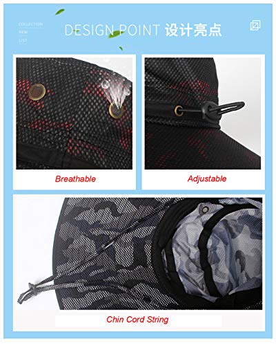 HUAMULAN Men Wide Brim Sun Hat Summer Outdoor Women Bucket Fishing Hats - color: B3ywmh5-heise