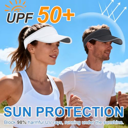 Sports Sun Visor Hat for Women Men, Lightweight Quick-Dry Sun Hat - color: Grey