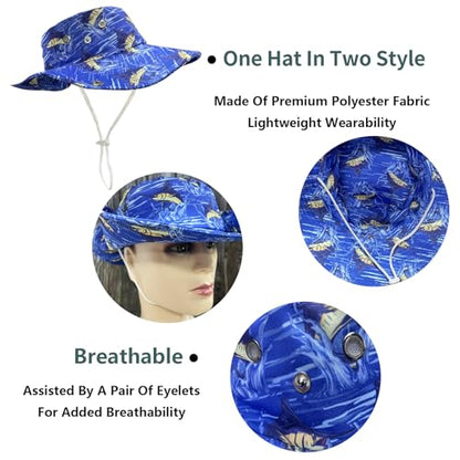 Funny Sun Hat for Men Women Wide Brim Bucket Hat Hiking Boonie Hat Summer Beach Fishing Caps - color: Marlin Fish