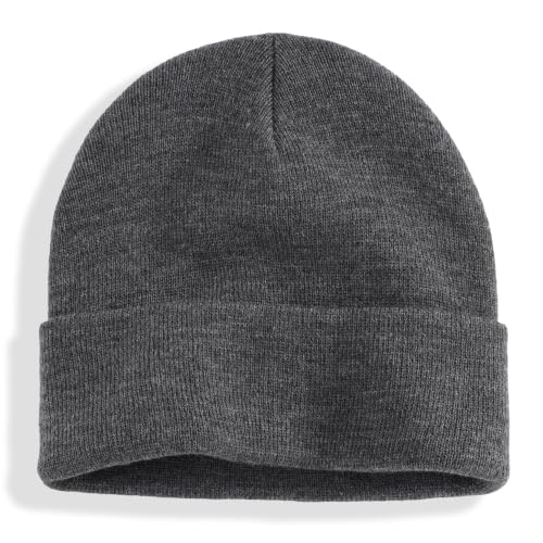 Connectyle Men's Cuffed Beanie Hat Double Layer Knit Winter Watch Cap - color: Dark Grey
