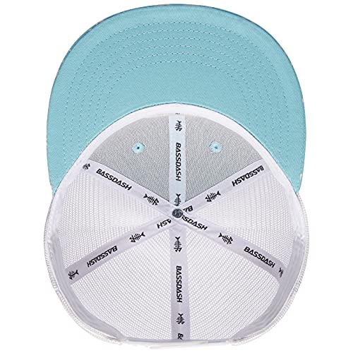 BASSDASH Flat Brim Trucker Cap Adjustable Snapback Hat Mesh Back for Men Women - color: Turquoise