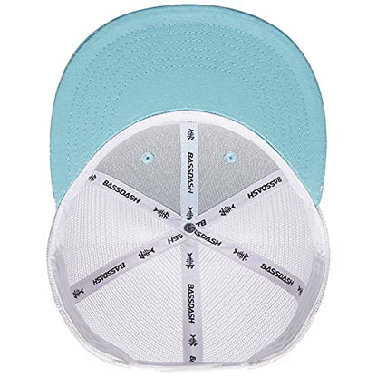BASSDASH Flat Brim Trucker Cap Adjustable Snapback Hat Mesh Back for Men Women - color: Turquoise