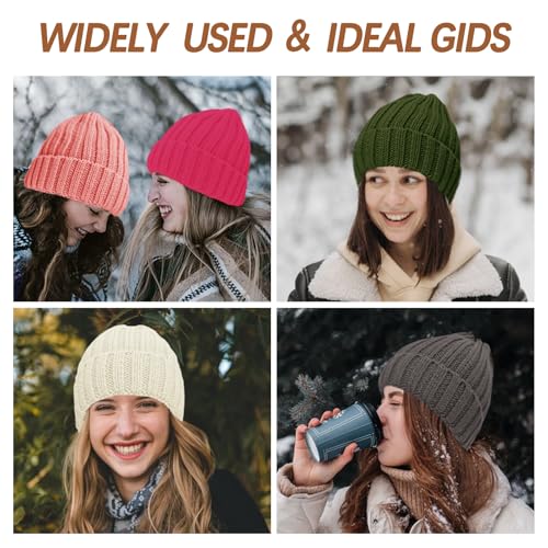 ZOORON 1&2 Winter Beanie for Women Soft Warm Slouchy Knit Hat Ski Stocking Cuffed Cap - color: Skin Pink