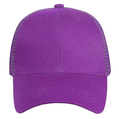 Falari Trucker Hat Baseball Cap Structured Plain Design 6 Panel, Adjustable Size - color: 1pk Purple