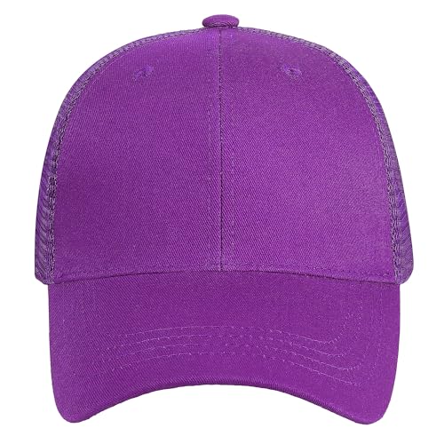 Falari Trucker Hat Baseball Cap Structured Plain Design 6 Panel, Adjustable Size - color: 1pk Purple