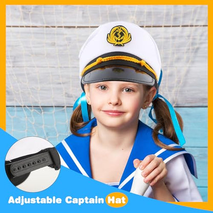 8 Pieces Captain Hats Adjustable White Sailors Navy Marine Admiral Caps for Yacht Theme Party Costume Accessory - color: Style 2