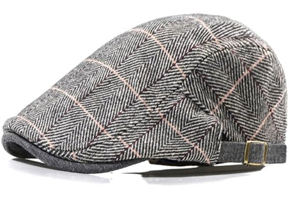 Men's Cotton Newsboy Hats Flat Ivy Gatsby Cap Irish Cabbie Ivy Driving Hunting Hat - color: Checkered Gray