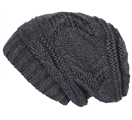 Lilax Knit Slouchy Oversized Soft Warm Winter Beanie Hat - color: Gray