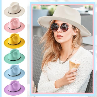 Hercicy 6 Pcs Fedora Hats for Women Men - color: Classic Color