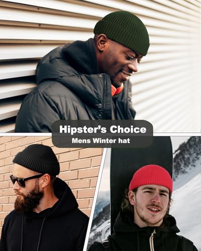 Short Fisherman Beanie for Men Women Wool Knit Cuff Winter Hats - color: 1pcs Army Green