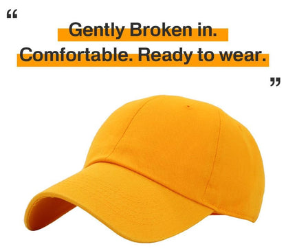 KBETHOS Classic Unisex Cotton Adjustable Low Crown Baseball Cap – Plain Dad Hat - color: Gold