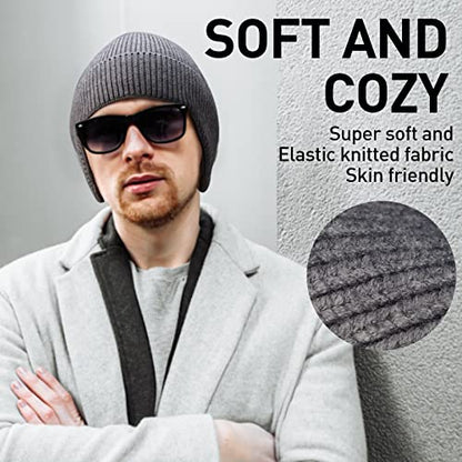 Arcweg Beanie with Earflap for Men Women Winter Warm Thermal Hats Stocking Cap Toboggan Outdoor Hat - color: Grey