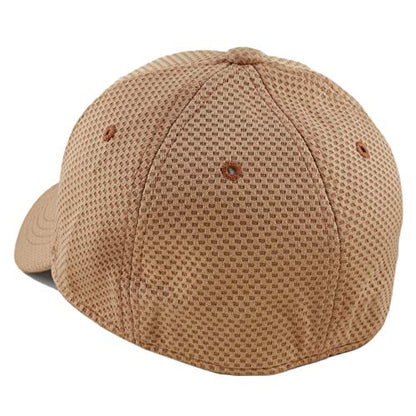 The Hat Depot Men's Curved Brim Stretch Fit Mesh 6 Panel Fitted Baseball Cap - color: Timber, size: Small-Medium