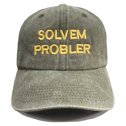Altru Apparel Embroidered Cap & Hat | SOLVEM PROBLER Hats | Vintage Caps for Mens & Women | Black Sweatband Fitted Hat | - color: Olive