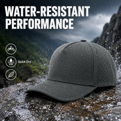 Quick Dry Baseball Cap Waterproof Snapback Trucker Golf Hat for Men Women - color: Dark Gray