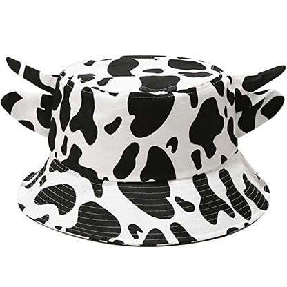 XYIYI Cute Bucket Hat Beach Fisherman Hats for Women Men Teen Girls - color: Cow Ears