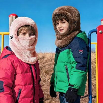Ski Mask Kids Balaclava, Winter Ski Face Mask Cover, Fleece Hats for Kids - color: Brown