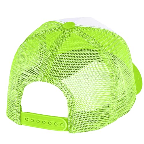 Falari 12 Pack Bulk Wholesale Mesh Trucker Hats 5 Panel and 6 Panel Baseball Caps for Men and Women - color: 5 Panel - Neon Green