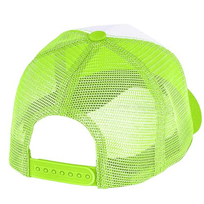 Falari 12 Pack Bulk Wholesale Mesh Trucker Hats 5 Panel and 6 Panel Baseball Caps for Men and Women - color: 5 Panel - Neon Green