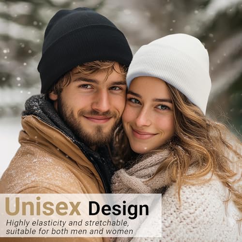 NPQQUAN Beanie for Women Winter Hats for Mens Beanie Cuffed Knit Beanies - color: Pure Grey